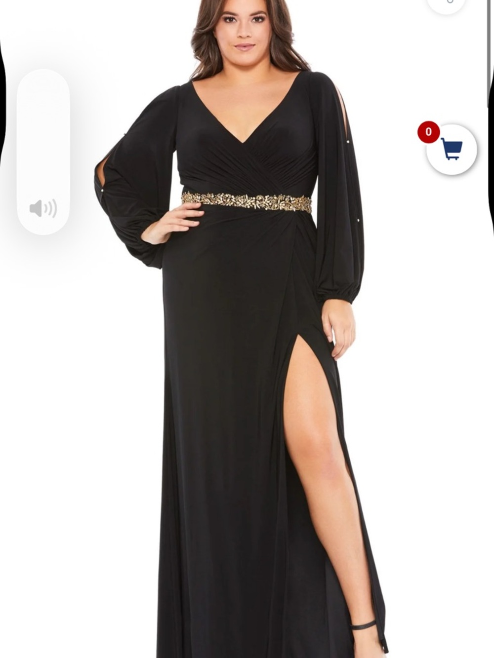Mac Duggal Black Maxi Gown with Gold Embellished Belt